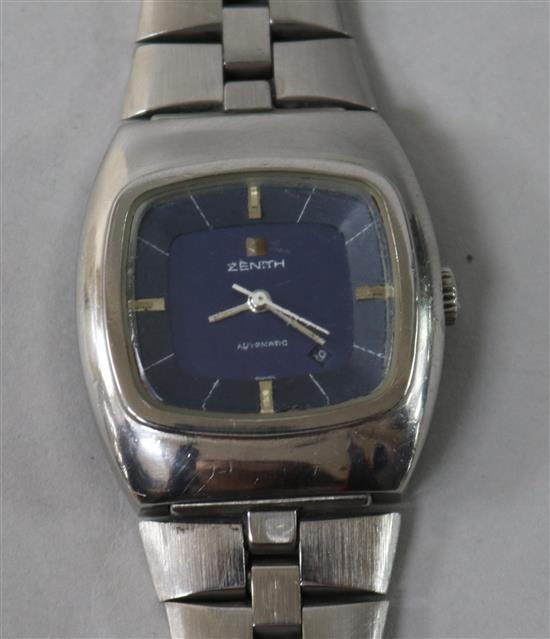 A gentlemans 1970s/ 1980s stainless steel Zenith automatic wrist watch.